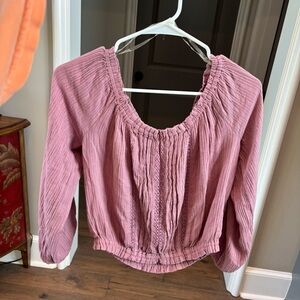 Aeropostale Mauve Smocked Off the Shoulder Blouse